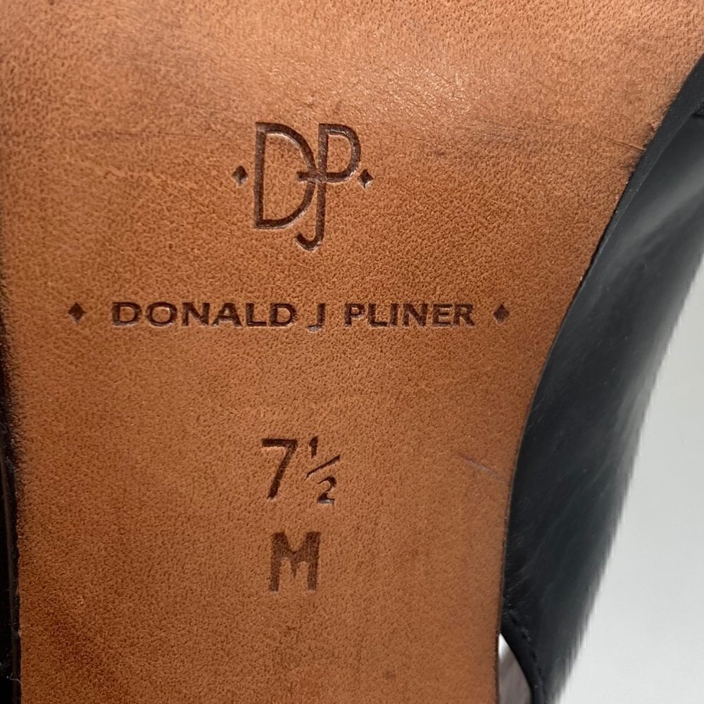 Donald J. Pliner Women Lois Heels Sling Back Pumps Black Leather Point Toe 7.5M - Picture 8 of 12